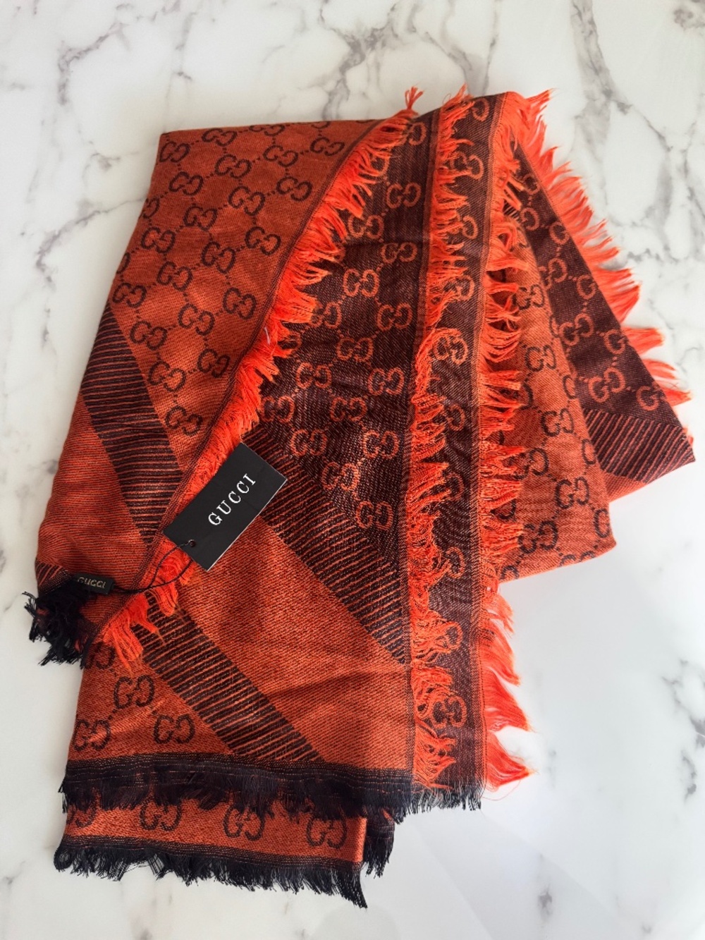 NWT Gucci Monogram Wool Printed Scarf